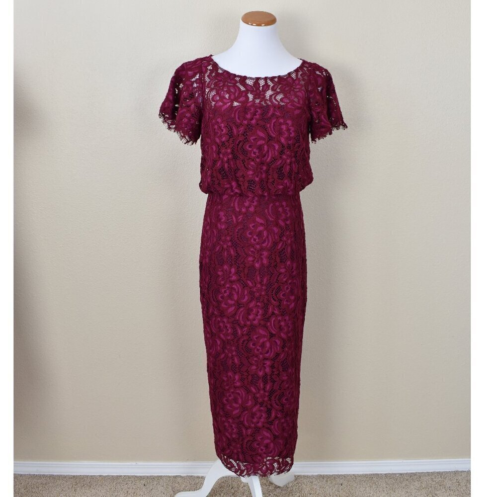 Js Collections Lace Flutter Sleeve Midi Formal Dr… - image 1